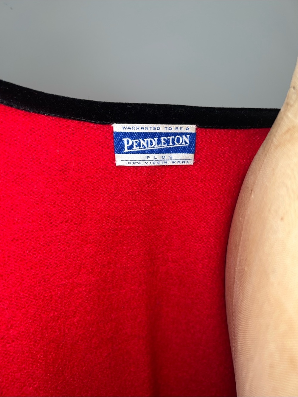 Pendleton Red Wool Cardigan with Black Trim - Picture 5 of 5
